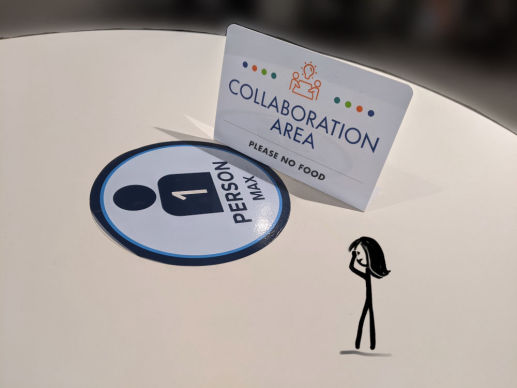 Sad collaboration table where only one person is allowed